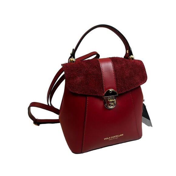 Viola Castelani red ruby leather handbag backpack 548098 made in Italy N… main image 4